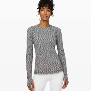 Lululemon Runderful‎ Long Sleeve Spaced Out Space Dye Black White